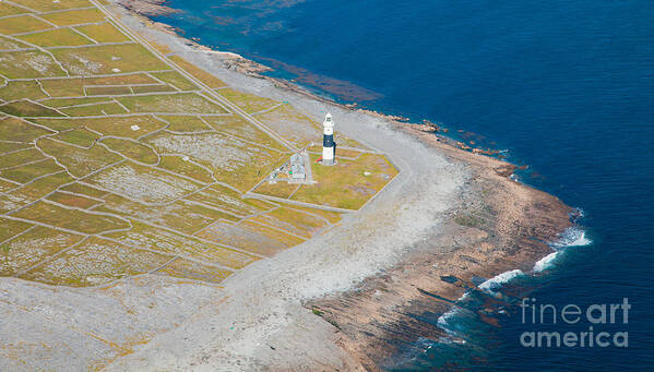 Aerial Poster featuring the photograph Lighthouse on Inisheer island by Gabriela Insuratelu