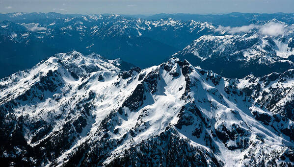 Olympic Mountains Poster featuring the photograph Soaring Over the Olympics by Mike Reid
