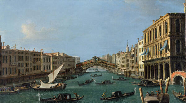 View Of The Grand Canal From The South Poster featuring the painting The Grand Canal by Antonio Canaletto