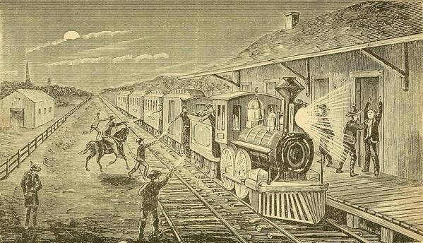 History Poster featuring the photograph The Texas Express Train Being Robbed by Everett