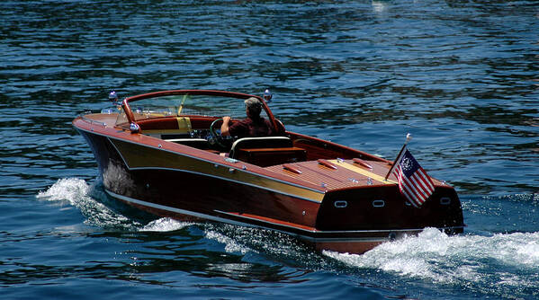 Usa Poster featuring the photograph Wooden Boat on Lake Tahoe by LeeAnn McLaneGoetz McLaneGoetzStudioLLCcom