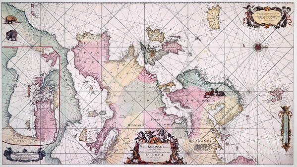 1715 Poster featuring the painting Map: European Coasts, 1715 #0041690 by Granger