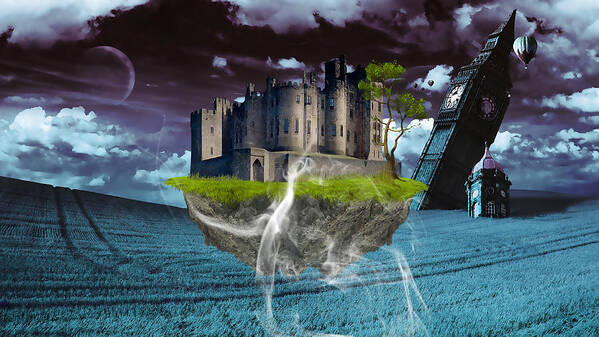 Castle Poster featuring the mixed media Castle In The Sky Art #1 by Marvin Blaine