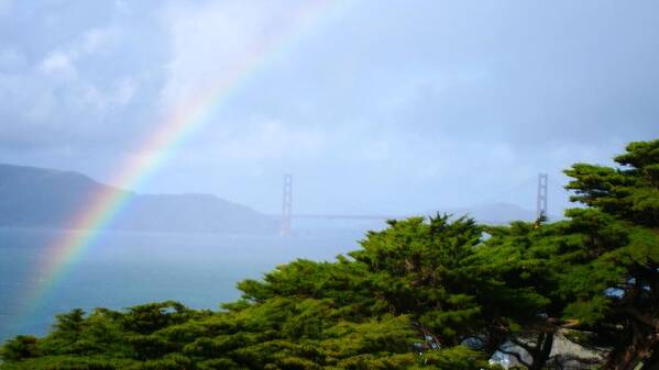 Golden Gate Bridge Poster featuring the photograph Golden Gate Bridge by Rainbow by Alex King