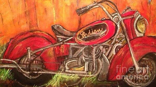 Indian Motorcycle Poster featuring the painting Indian Summer #1 by Sherry Harradence