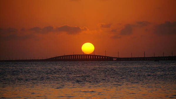 Sunset Poster featuring the photograph Sunset Seven Mile Bridge #1 by Lawrence S Richardson Jr