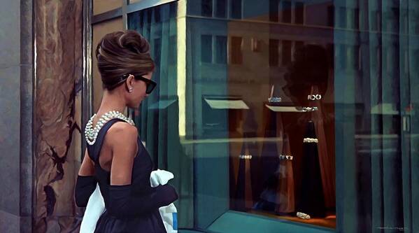 Audrey Hepburn Poster featuring the digital art Audrey Hepburn @ Breakfast at Tiffanys #3 by Gabriel T Toro