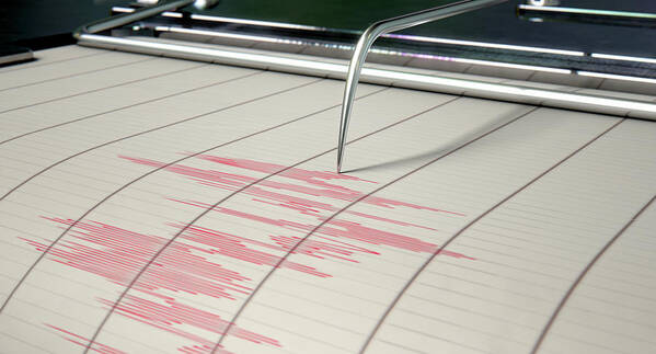 Seismic Poster featuring the digital art Seismograph Earthquake Activity #8 by Allan Swart