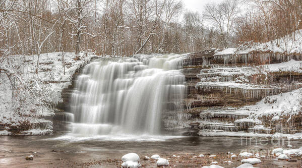 Waterfalls Poster featuring the photograph A Winter Waterfall - Color by Rod Best