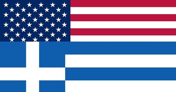 American Greek Flag Poster featuring the painting American Greek Flag by Celestial Images