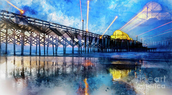 Apache Pier Poster featuring the digital art Apache Pier Digital Watercolor by David Smith
