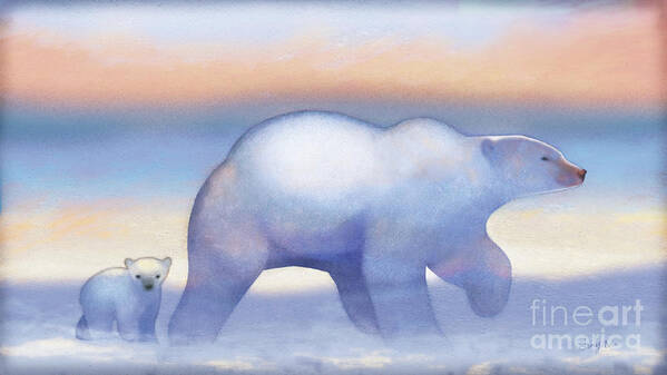 Polar Bears Poster featuring the painting Polar Bears, Journeys Bright by Tracy Herrmann