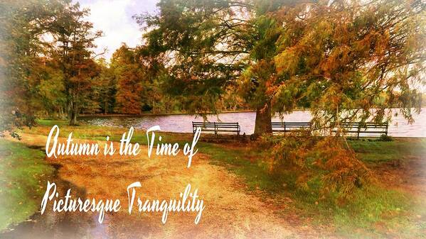 Nature Poster featuring the mixed media Autumn is the Time of Picturesque Tranquility by Stacie Siemsen