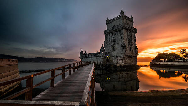 Clouds Poster featuring the photograph Belem tower - Lisbon, Portugal - Travel photography by Giuseppe Milo