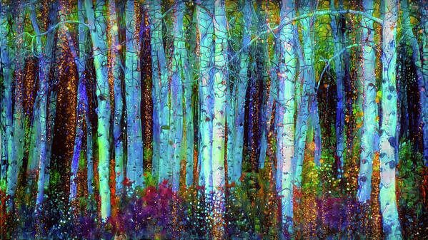 Birch Woods Poster featuring the mixed media Birch woods by Lilia S