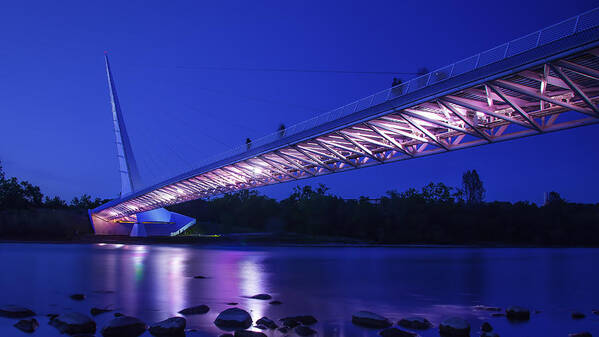 Sundial Bridge Poster featuring the photograph Blue hour at the Sundial by Janet Kopper