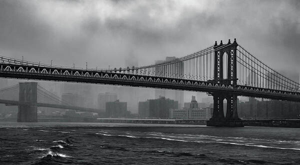 New York Poster featuring the photograph Bridges in the Storm by Adam Reinhart