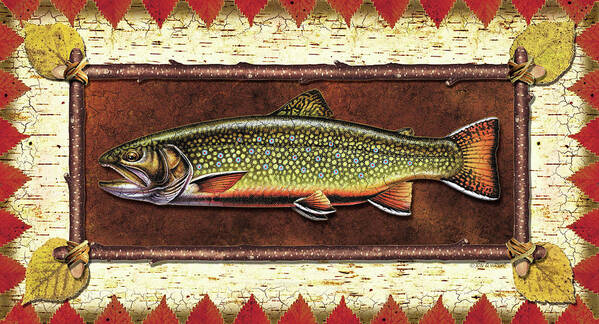 Trout Poster featuring the painting Brook Trout Lodge by JQ Licensing