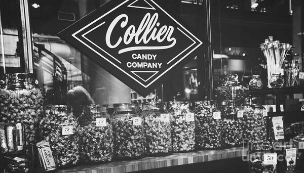 Candy Poster featuring the photograph Candy Store- Ponce City Market - black and white by Adrian De Leon Art and Photography