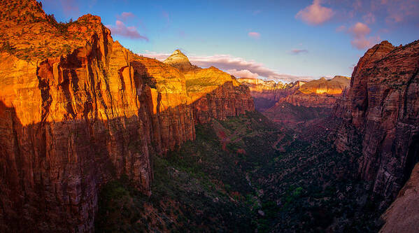 Adventure Poster featuring the photograph Canyon Overlook Sunrise Zion National Park by Scott McGuire