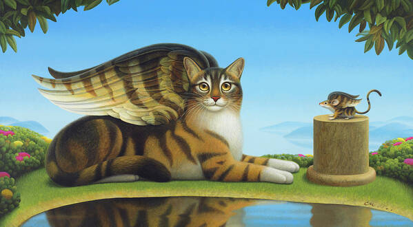 Cat Poster featuring the painting Cat and Mouse by Chris Miles