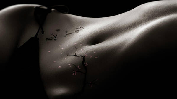 Body Art Poster featuring the photograph Chinese Calligraphy Body Art #18 by Ponte Ryuurui