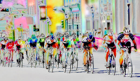 Photo Art Poster featuring the digital art Cycling Down Main Street USA by Vicki Pelham