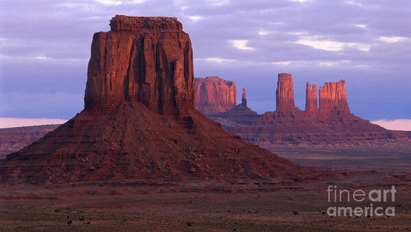 Monument Valley Poster featuring the photograph Dawn at Monument Valley by Sandra Bronstein