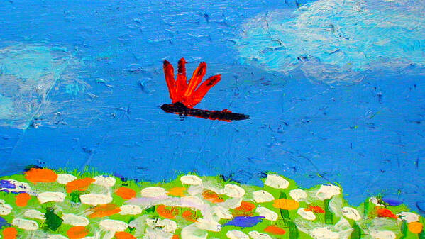 Dragonfly Poster featuring the painting Dragonfly Closeup from Day and Night by Angela Annas