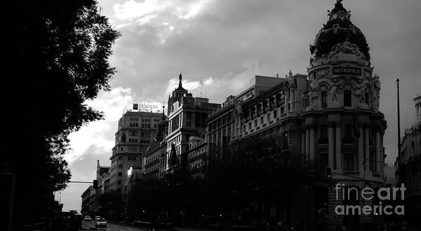 Madrid Poster featuring the photograph Dramatic sky over Madrid / Spain by Karina Plachetka