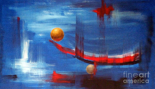 Abstract Art Poster featuring the painting Dream ship by Arturas Slapsys