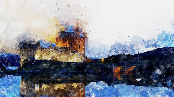 Eilean Donan Poster featuring the painting Eilean Donan Castle - 05 by AM FineArtPrints