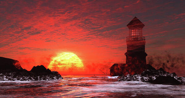Fire Sky Sunset Poster featuring the digital art Fire Sky Sunset by John Junek