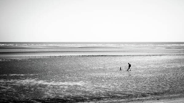 Beach Poster featuring the photograph First steps - Dublin, Ireland - Black and white street photography by Giuseppe Milo