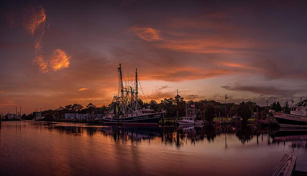 Sunset Poster featuring the photograph Golden Bayou Sunset by Brad Boland