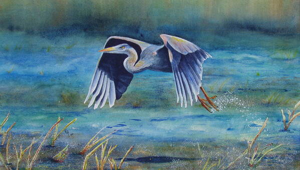 Blue Poster featuring the painting Great Blue Yonder by Karen Fleschler