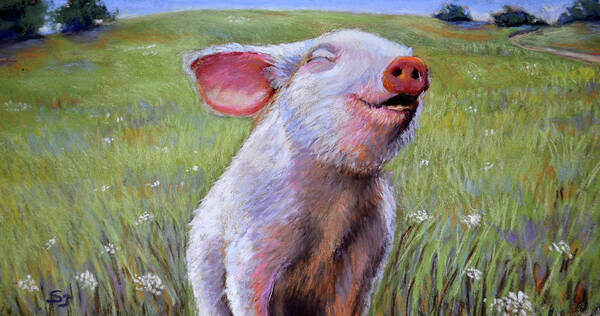 Pig Poster featuring the pastel Hog Heaven by Susan Jenkins