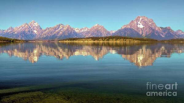 Jackson Lake Tetons Poster featuring the photograph Jackson Lake Tetons Refection by Roxie Crouch