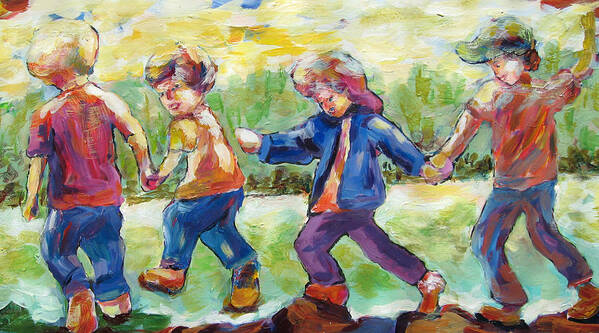 Children Just Having Fun Poster featuring the painting Just Having Fun by Naomi Gerrard