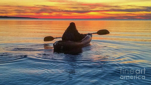 Kayaking Poster featuring the photograph Kayaking Into The Sunset -4422 by Norris Seward