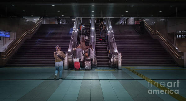 Escalator Poster featuring the photograph Kyoto Metro Escalator, Japan by Perry Rodriguez