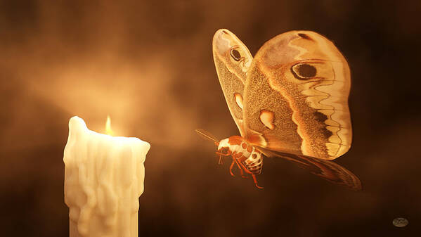 Moth Poster featuring the digital art Like a Moth to a Flame by Daniel Eskridge