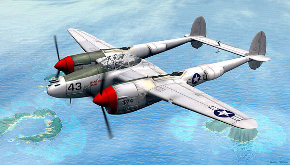 Lockheed P-38 Lighting Poster featuring the digital art Lockheed P-38 Lightning by Walter Colvin