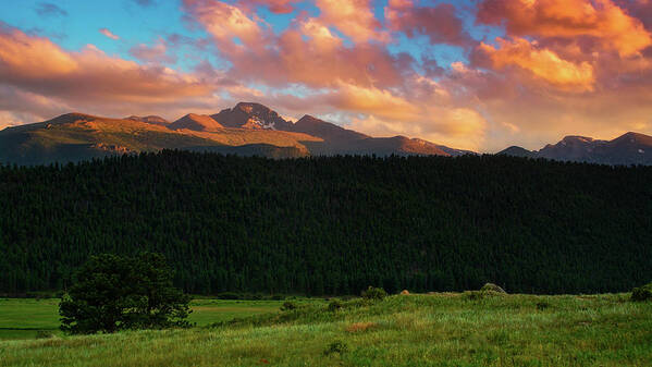 Colorado Poster featuring the photograph Longs Peak At Sunset by John De Bord