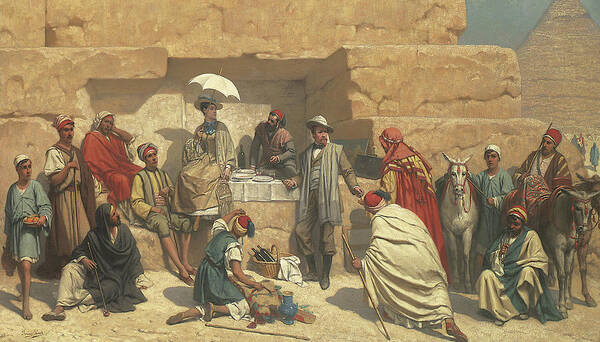 Lunch Poster featuring the painting Lunch at foot of pyramids, Gizeh by Franz Vinck