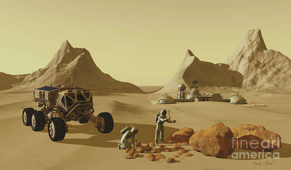 3d Illustration Poster featuring the painting Mars Planet Explorers by Corey Ford