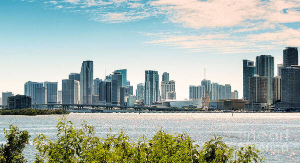 Miami City Panoramic Poster featuring the photograph Miami City Skyline and Skyscrapers by Rene Triay FineArt Photos