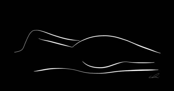 Minimalistic Poster featuring the drawing Minimal line drawing of a lying down nude woman - black and white by Marianna Mills