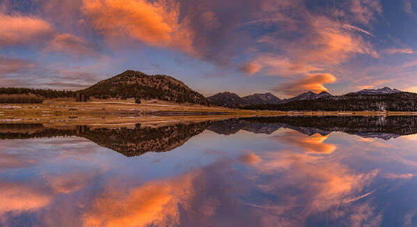 Rocky Mountain National Park Poster featuring the photograph Moraine Park Sunset Pano by Darren White