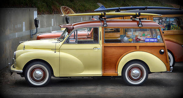 Car Poster featuring the photograph Morris Minor 1000 Woody Wagon by AJ Schibig